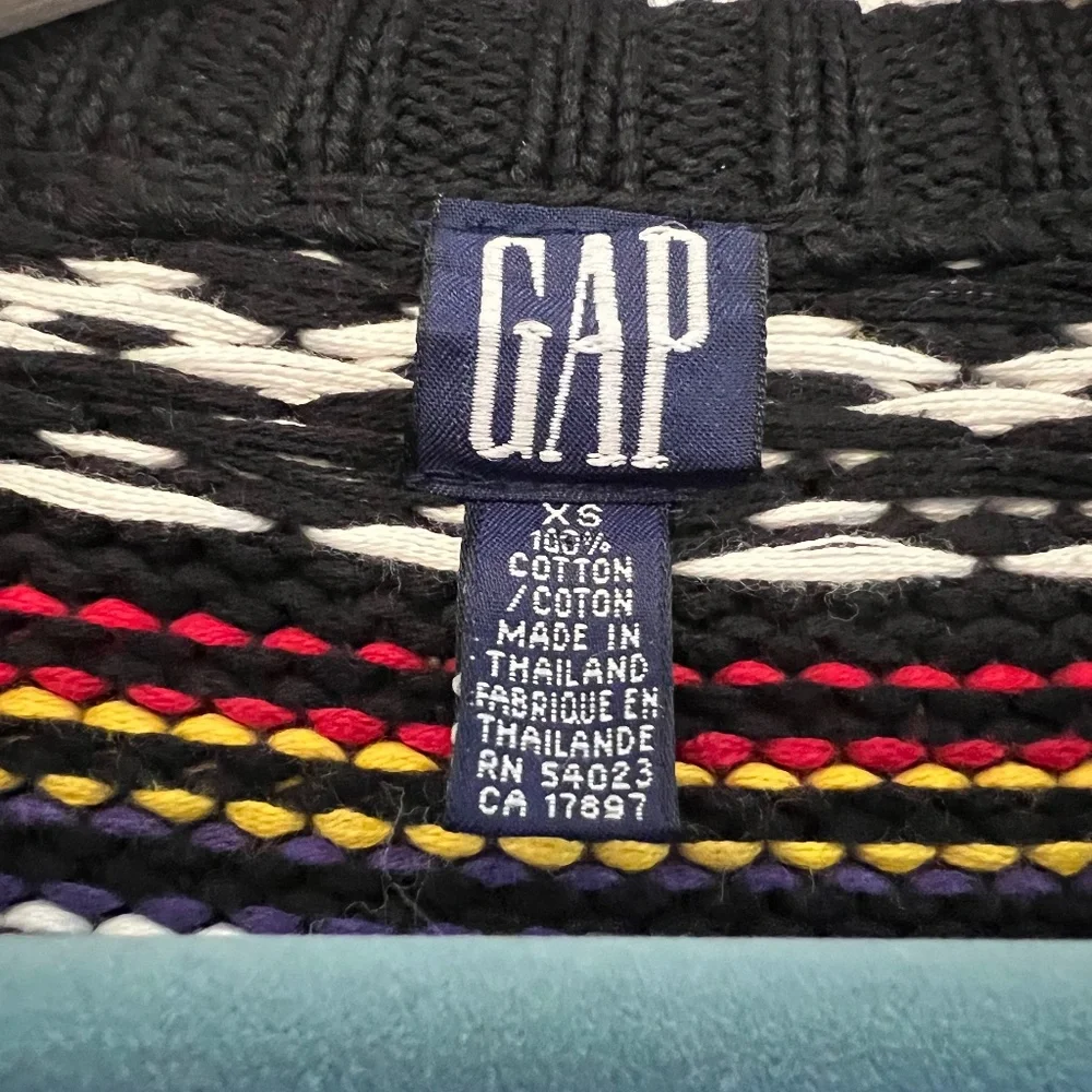 GAP cropped button up knit cardigan 100% cotton aztec print size XS - Picture 4 of 6